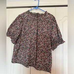 J. Crew Navy Floral Blouse